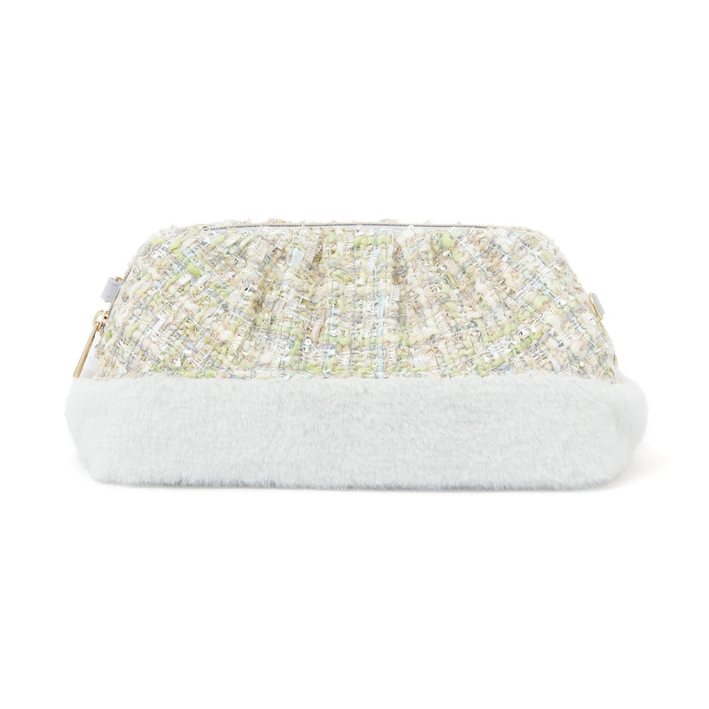Tweed Fur Wire Pouch Light Blue