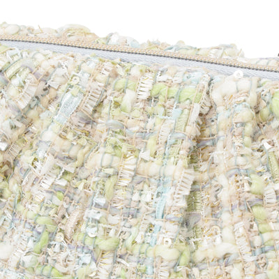 Tweed Fur Wire Pouch Light Blue