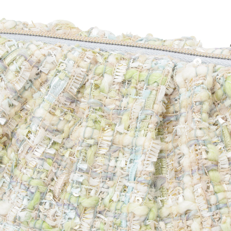 Tweed Fur Wire Pouch Light Blue