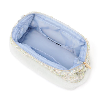 Tweed Fur Wire Pouch Light Blue