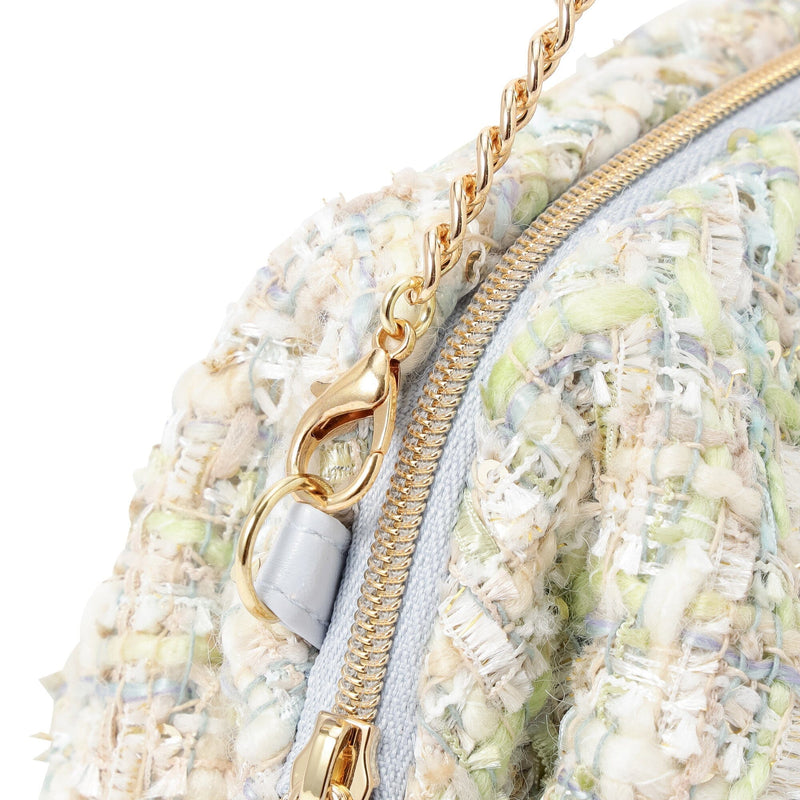 Tweed Fur Wire Pouch Light Blue