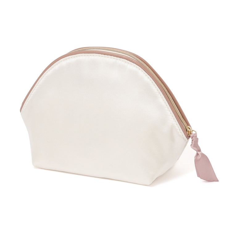 Heart Patch Satin Pouch Small Ivory