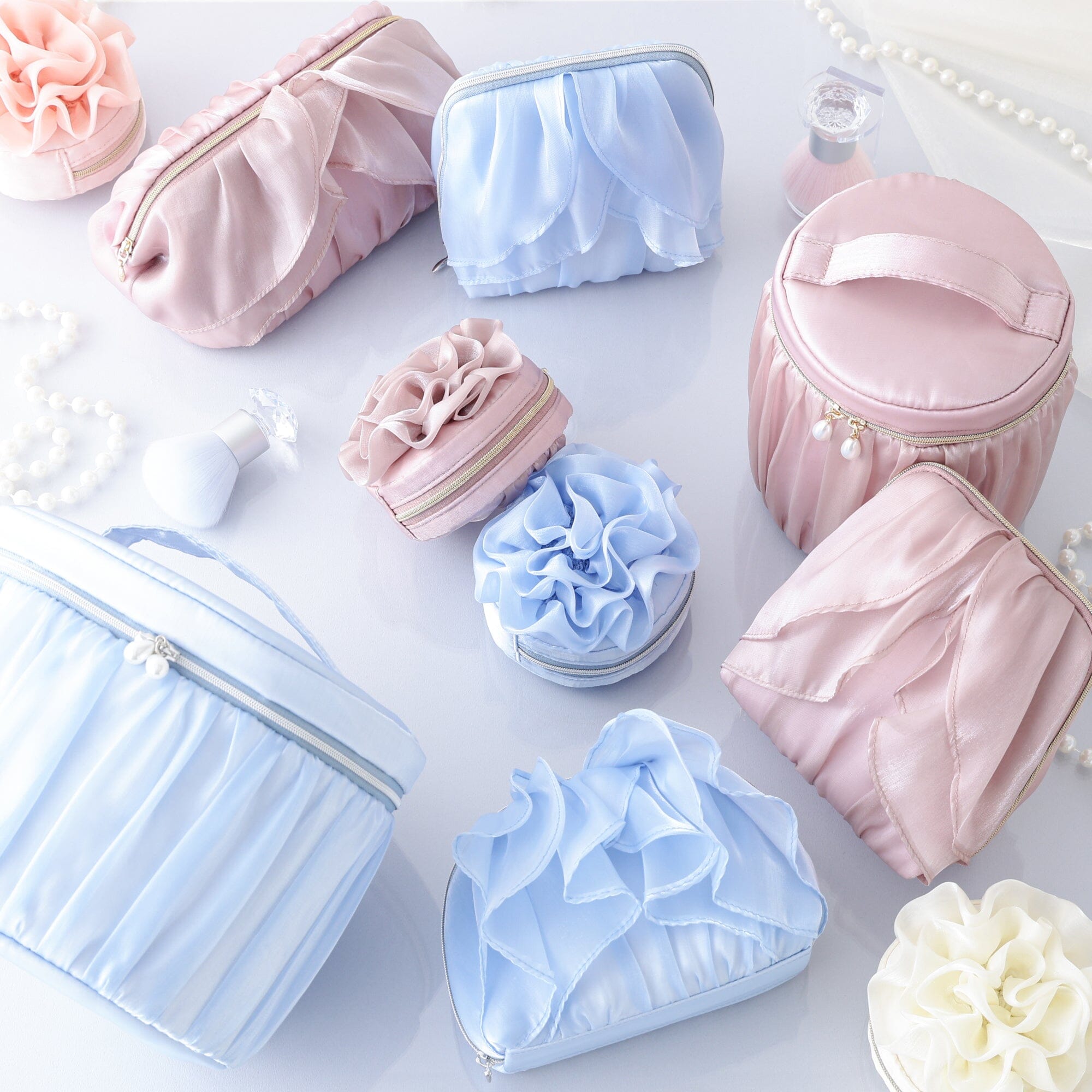 Organdy Flower Wire Pouch Pink