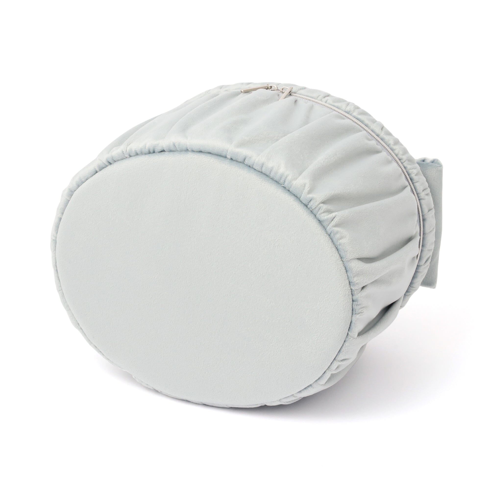 Velour Ribbon Vanity Pouch L Light Blue