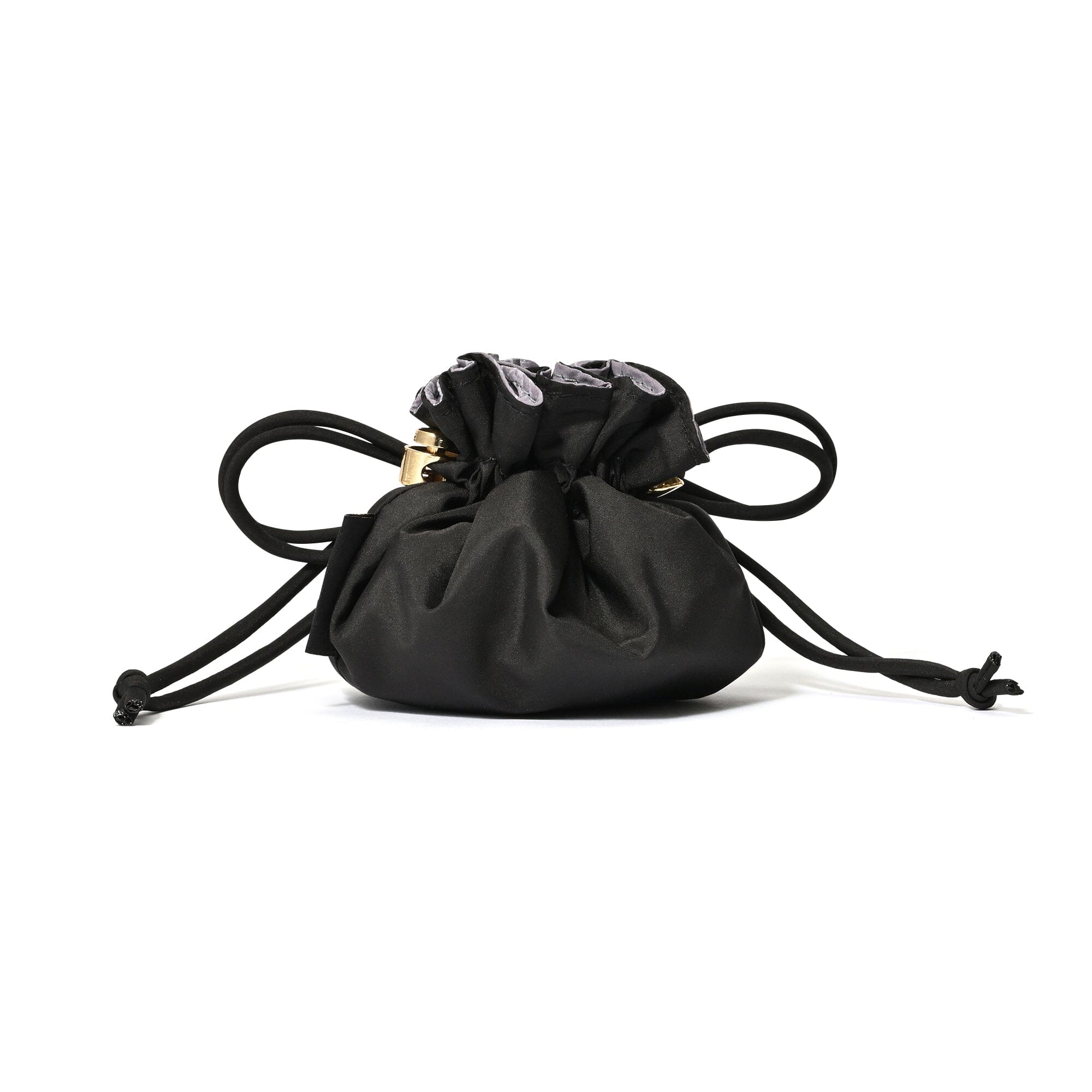Accessory Drawstring Pouch Classic Flower Design Dark Gray
