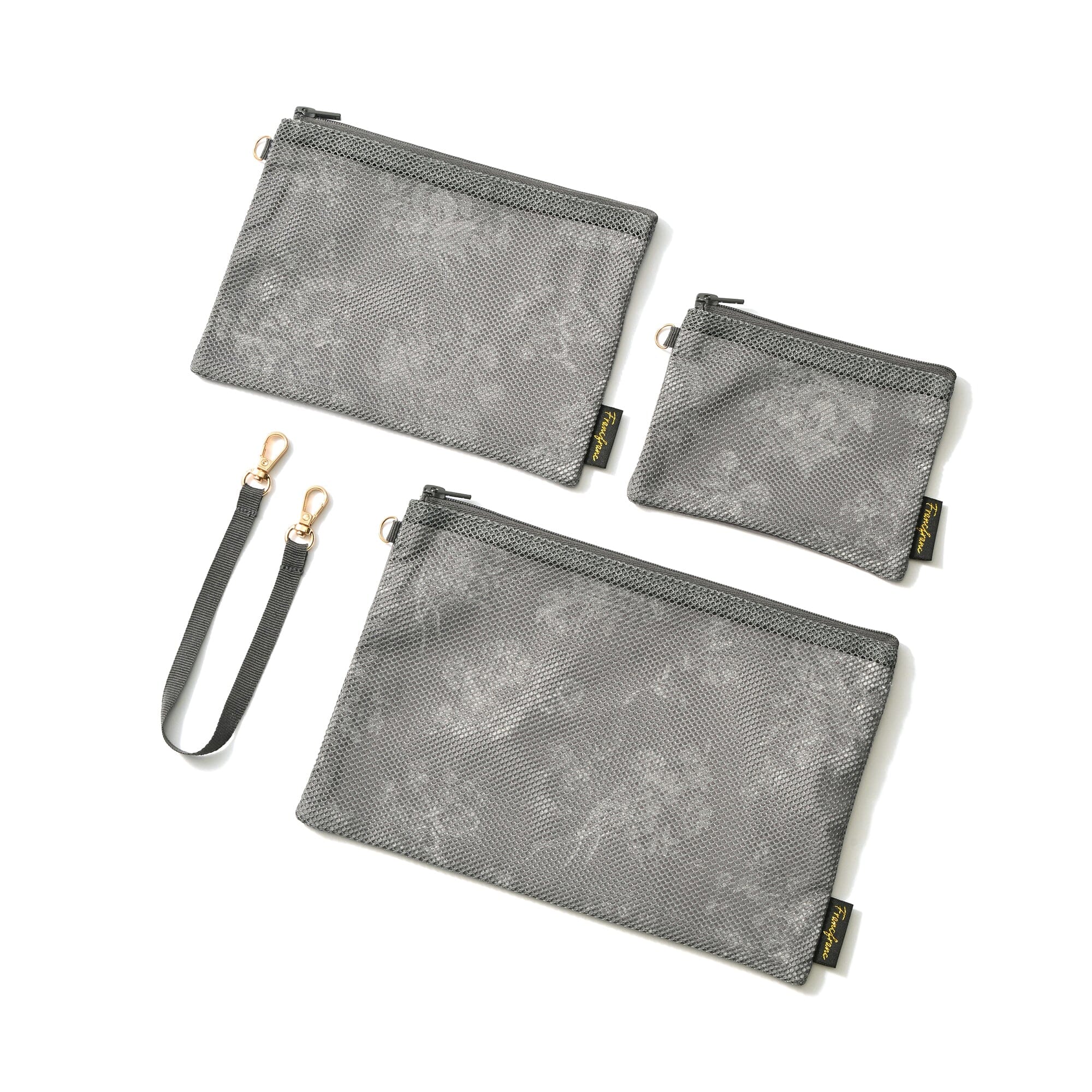 Mesh Pouch Set Classic Flower Dark Gray