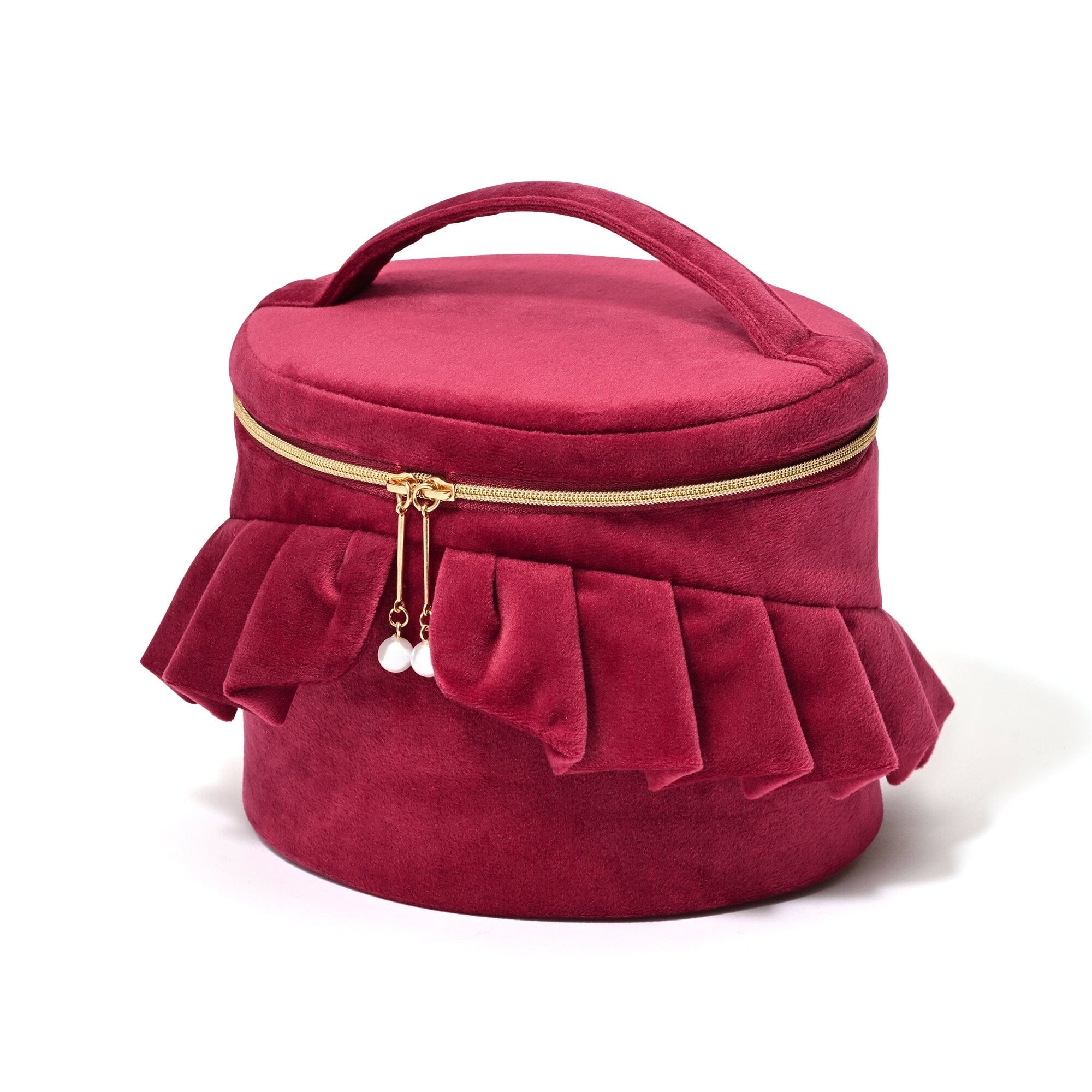 Velour Frill Vanity Pouch S Wine