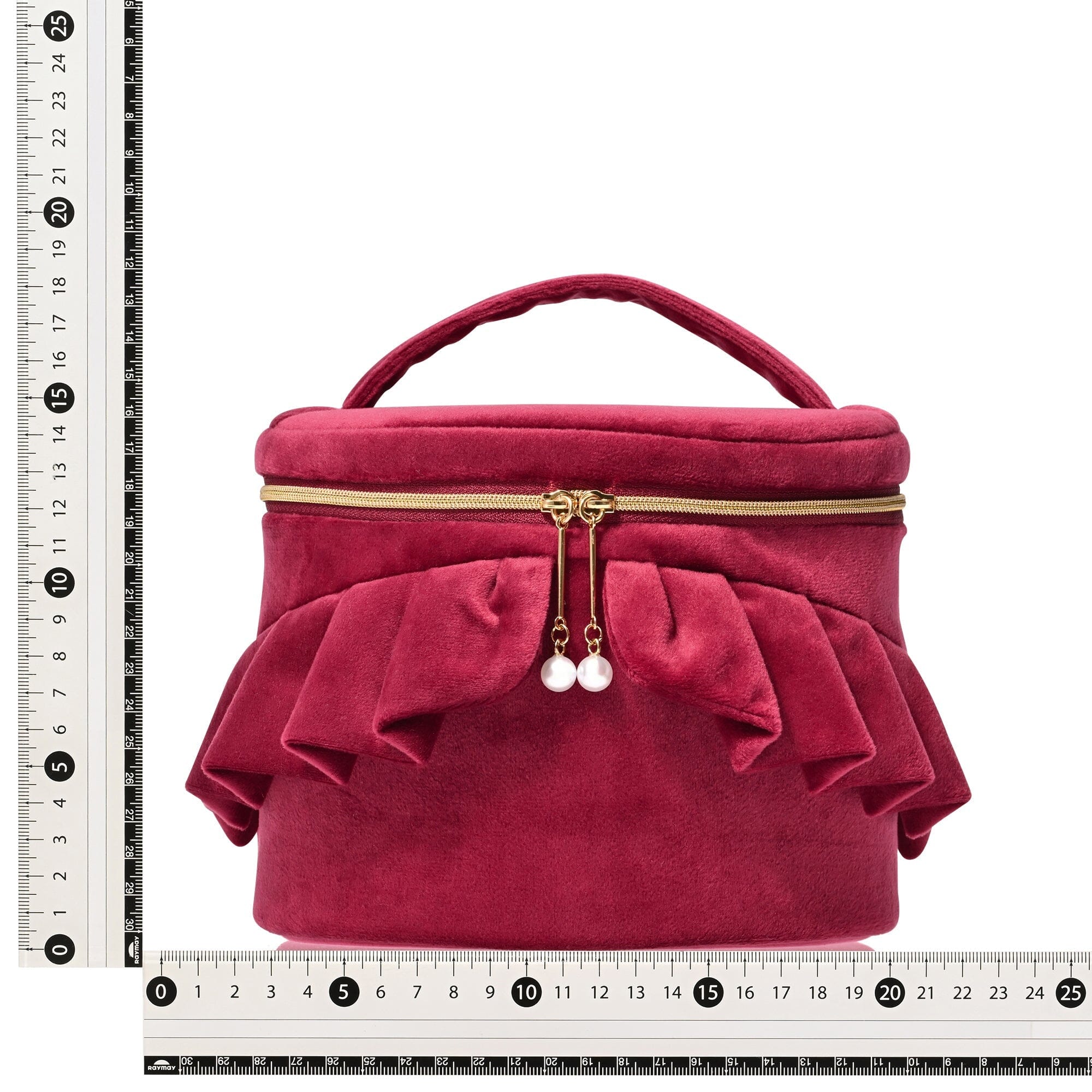 Velour Frill Vanity Pouch S Wine