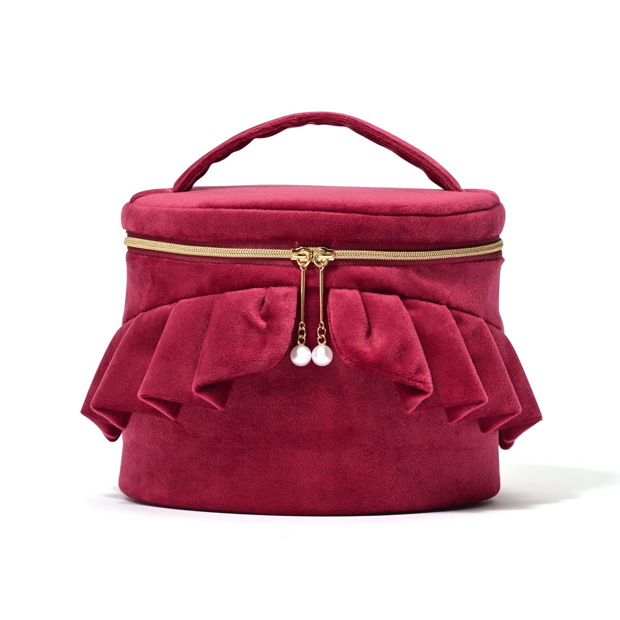 Velour Frill Vanity Pouch S Wine