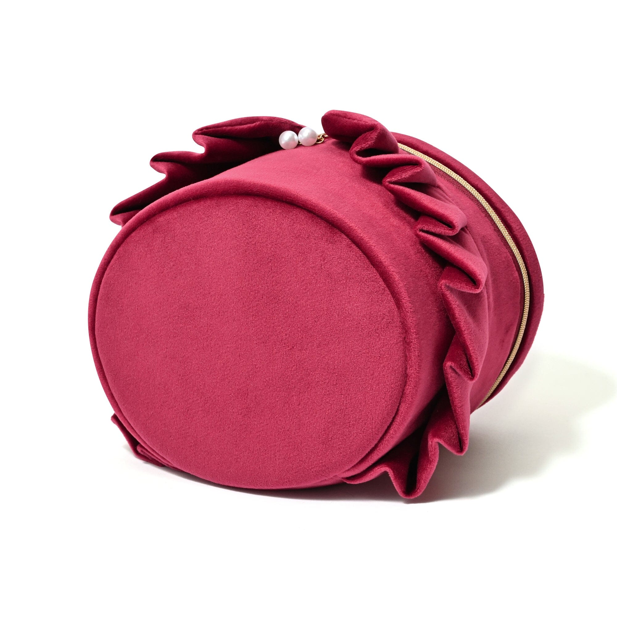 Velour Frill Vanity Pouch S Wine