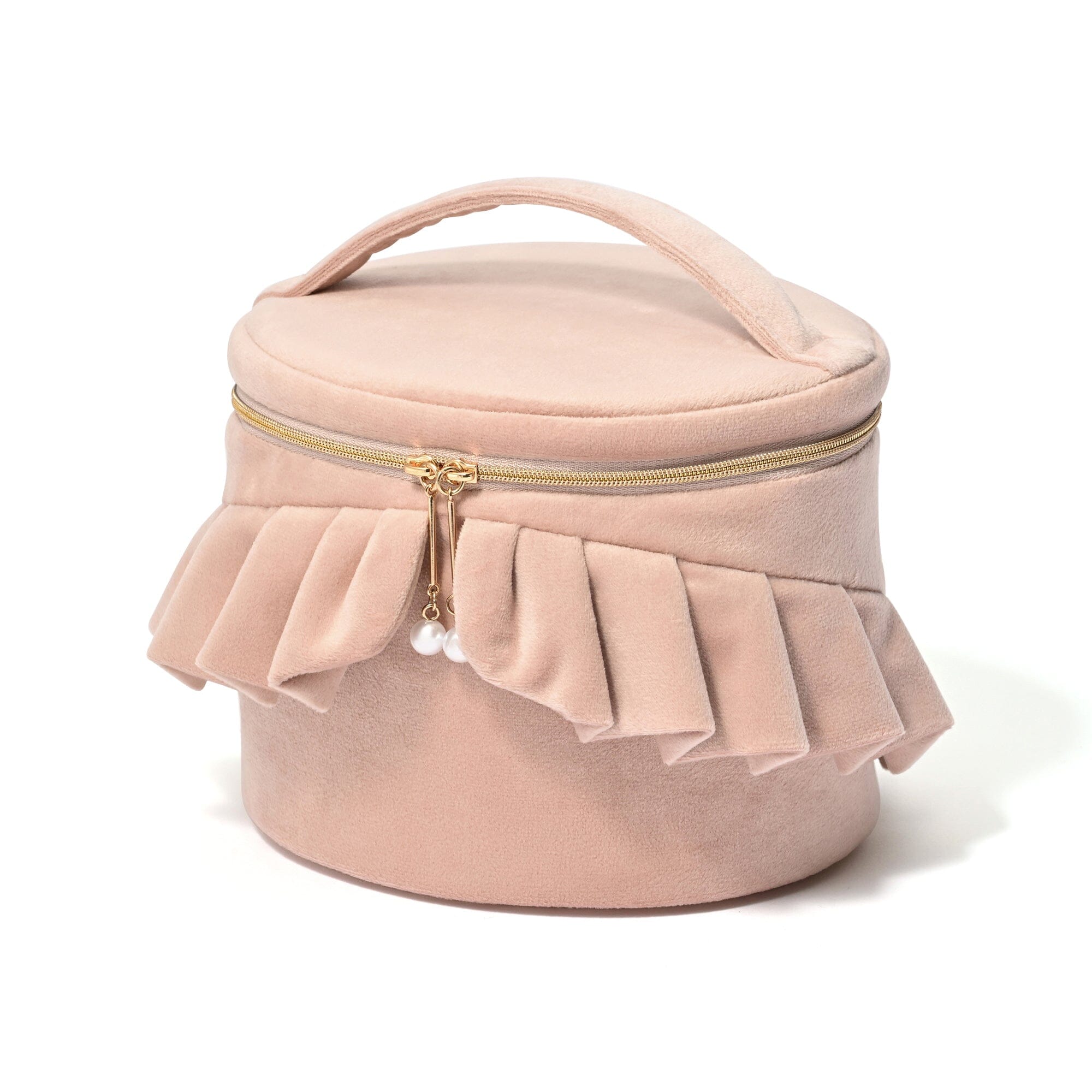 Velour Frill Vanity Pouch S Pink