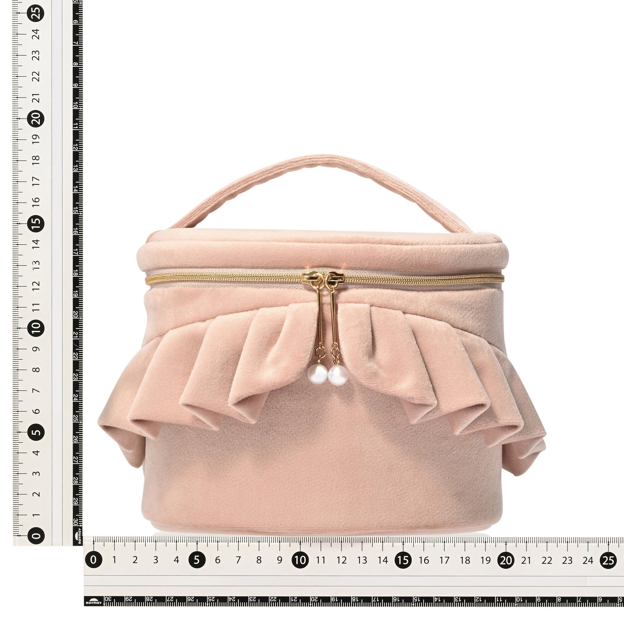 Velour Frill Vanity Pouch S Pink