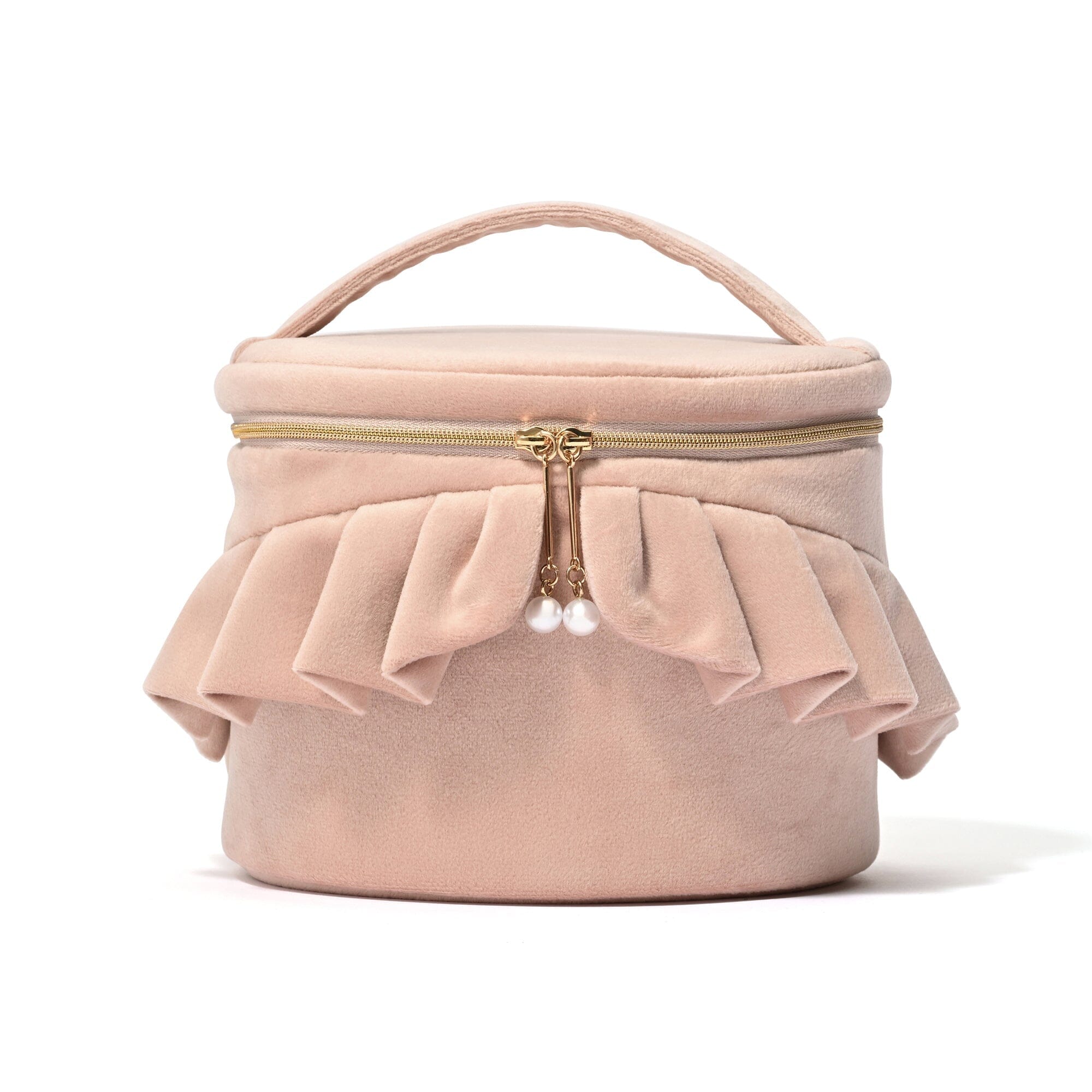 Velour Frill Vanity Pouch S Pink