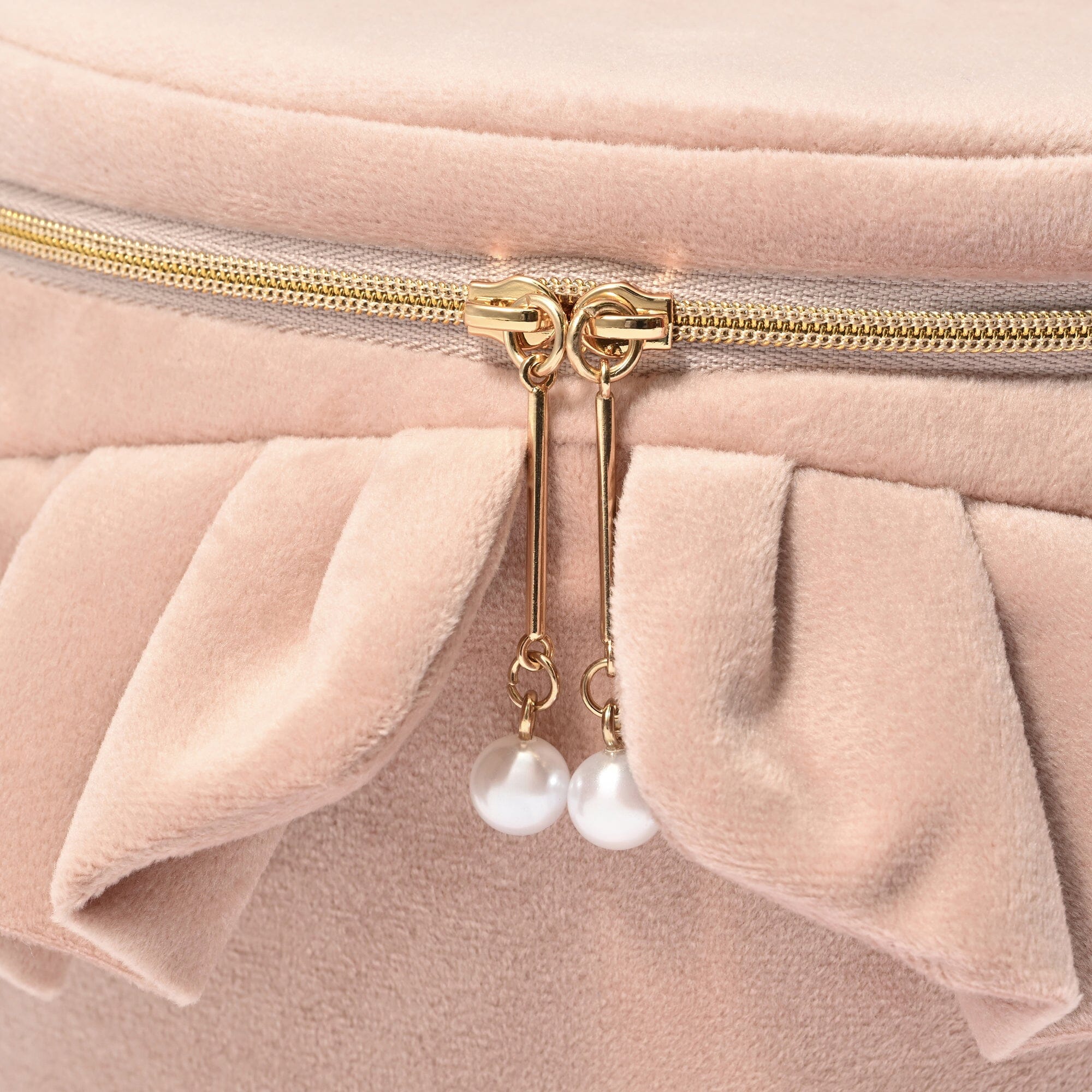 Velour Frill Vanity Pouch S Pink