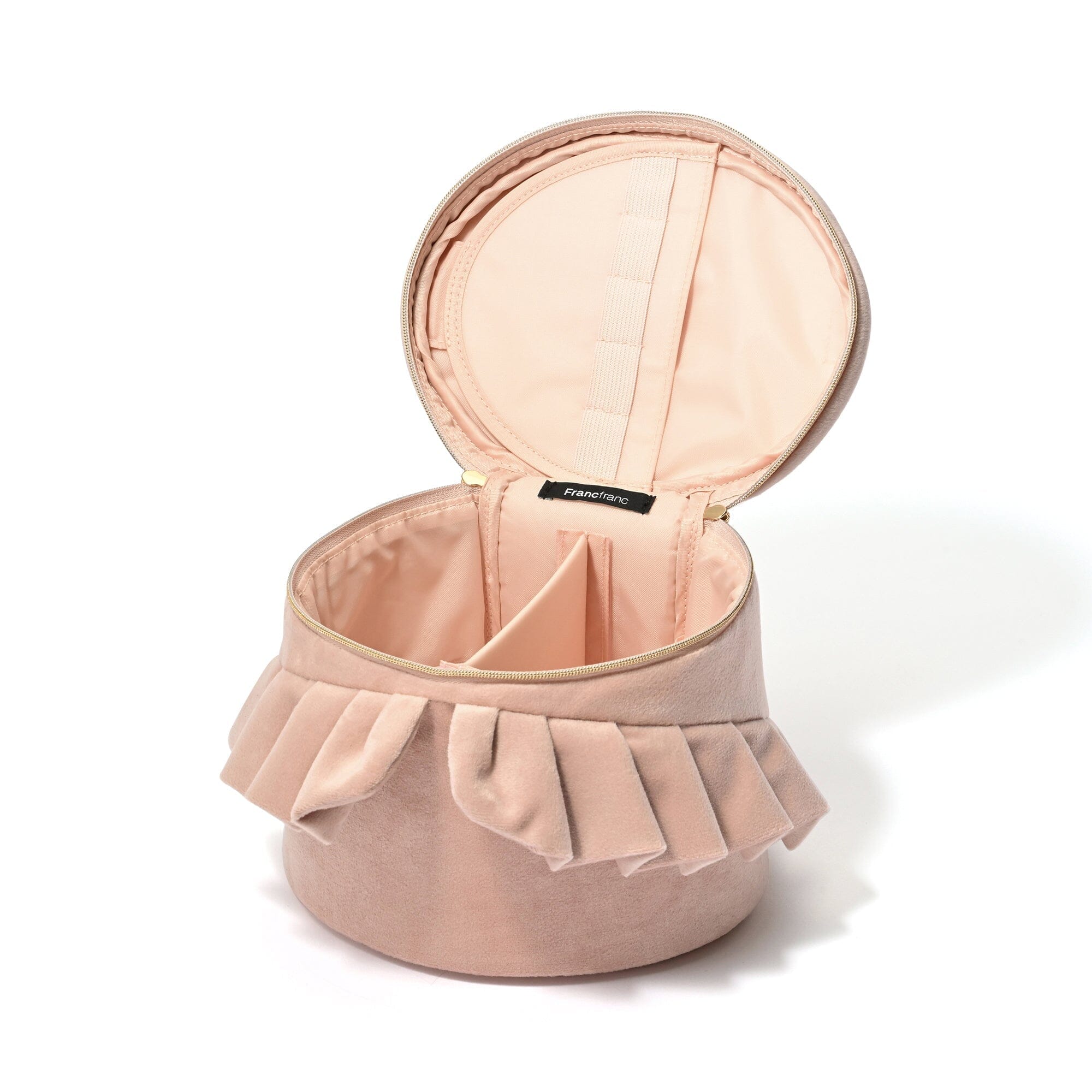 Velour Frill Vanity Pouch S Pink