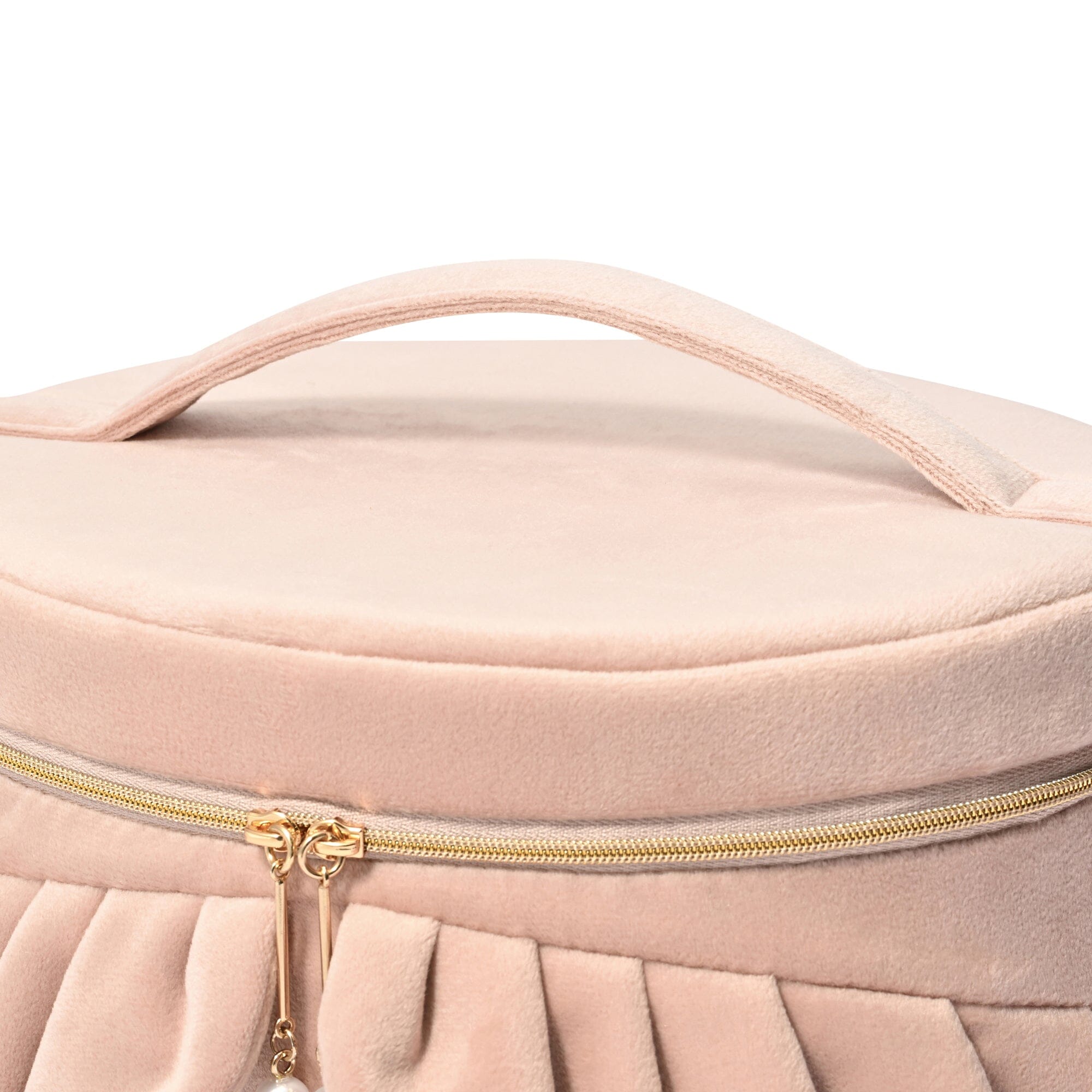 Velour Frill Vanity Pouch L Pink