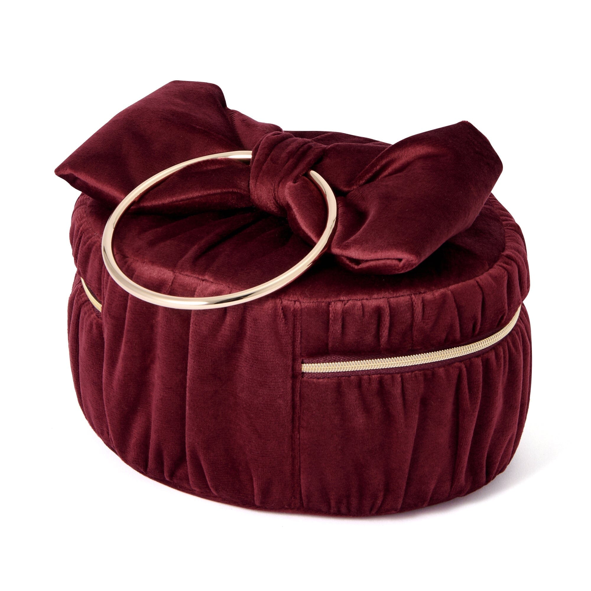 Velvet Ribbon Vanity Pouch Small Dark Red
