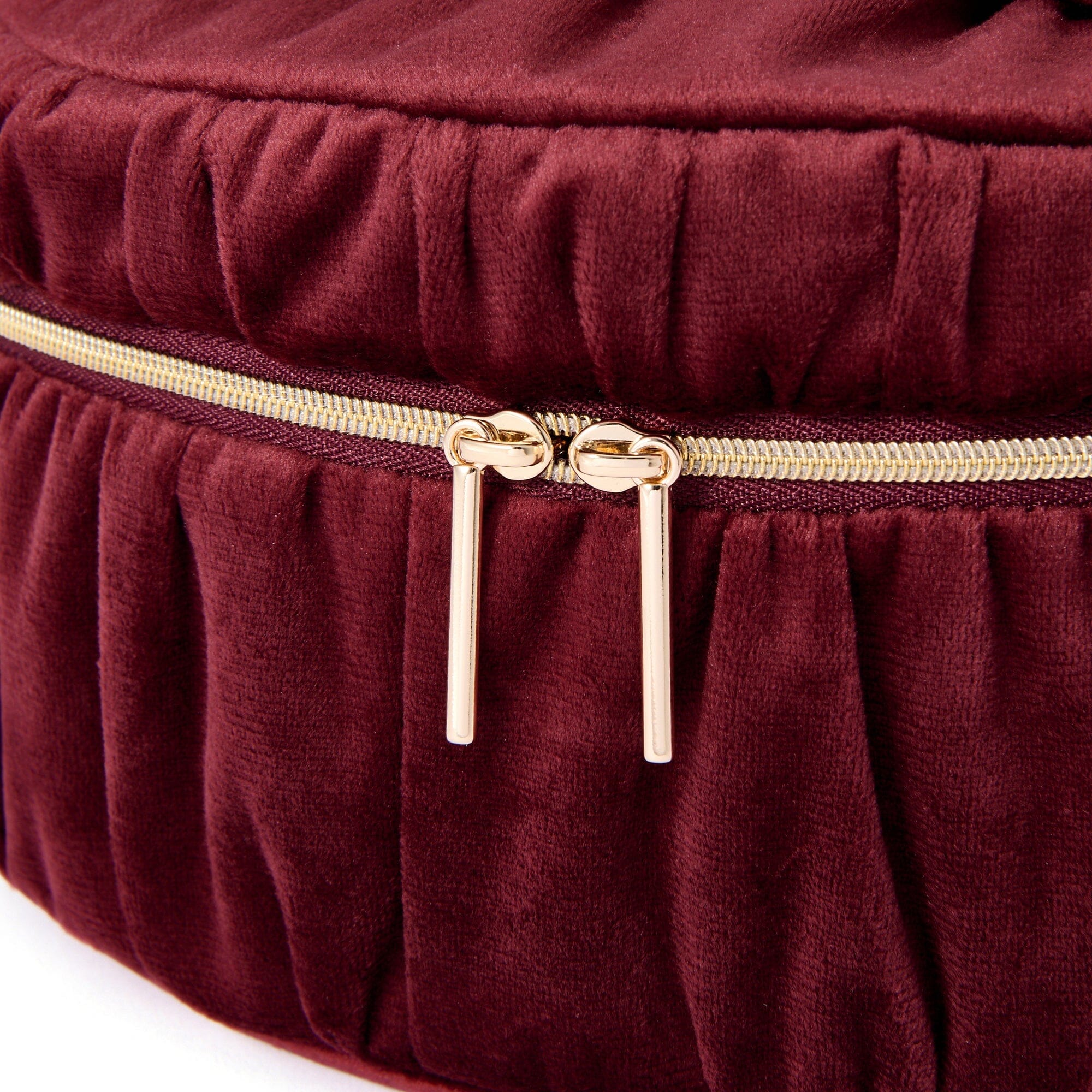 Velvet Ribbon Vanity Pouch Small Dark Red