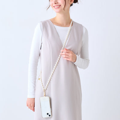 Smartphone strap pearl white