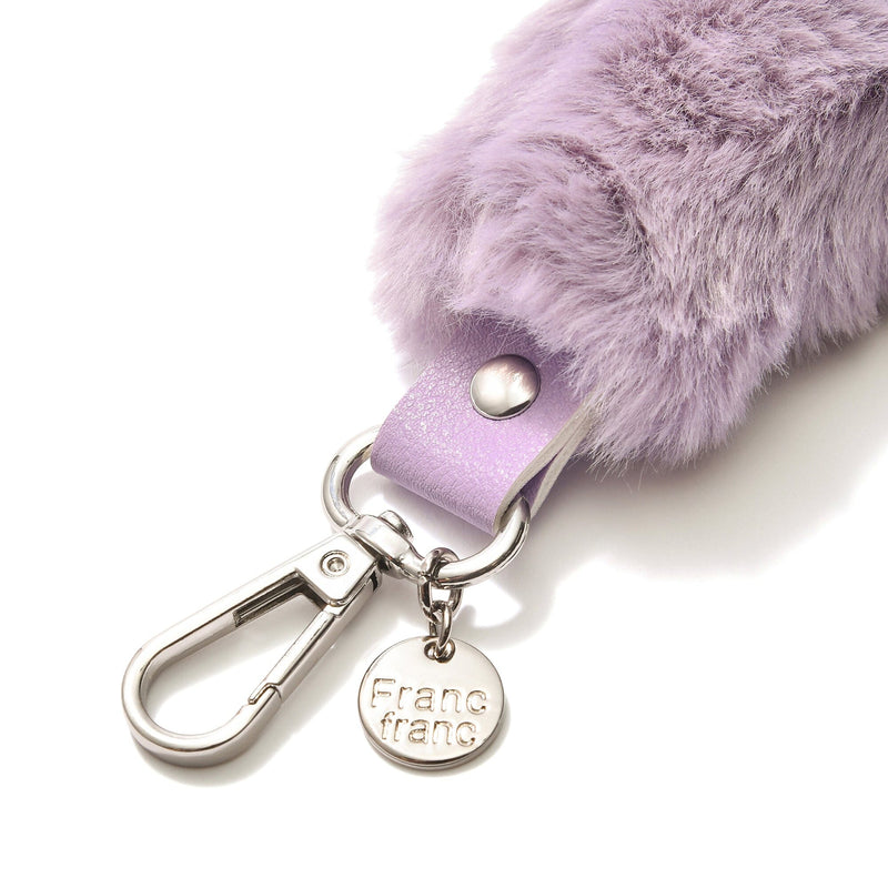 Fur smartphone hand strap purple