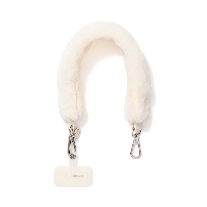 Fur smartphone hand strap ivory