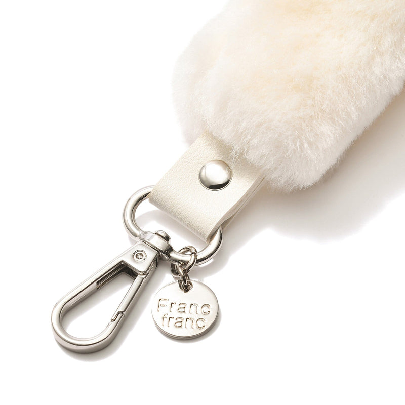 Fur smartphone hand strap ivory