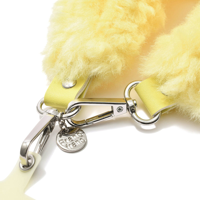 Fur smartphone hand strap yellow