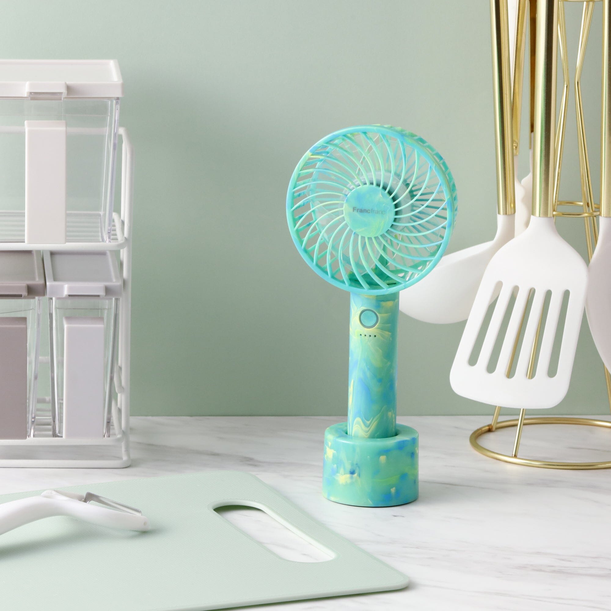 Frais Handy Fan Marble Green