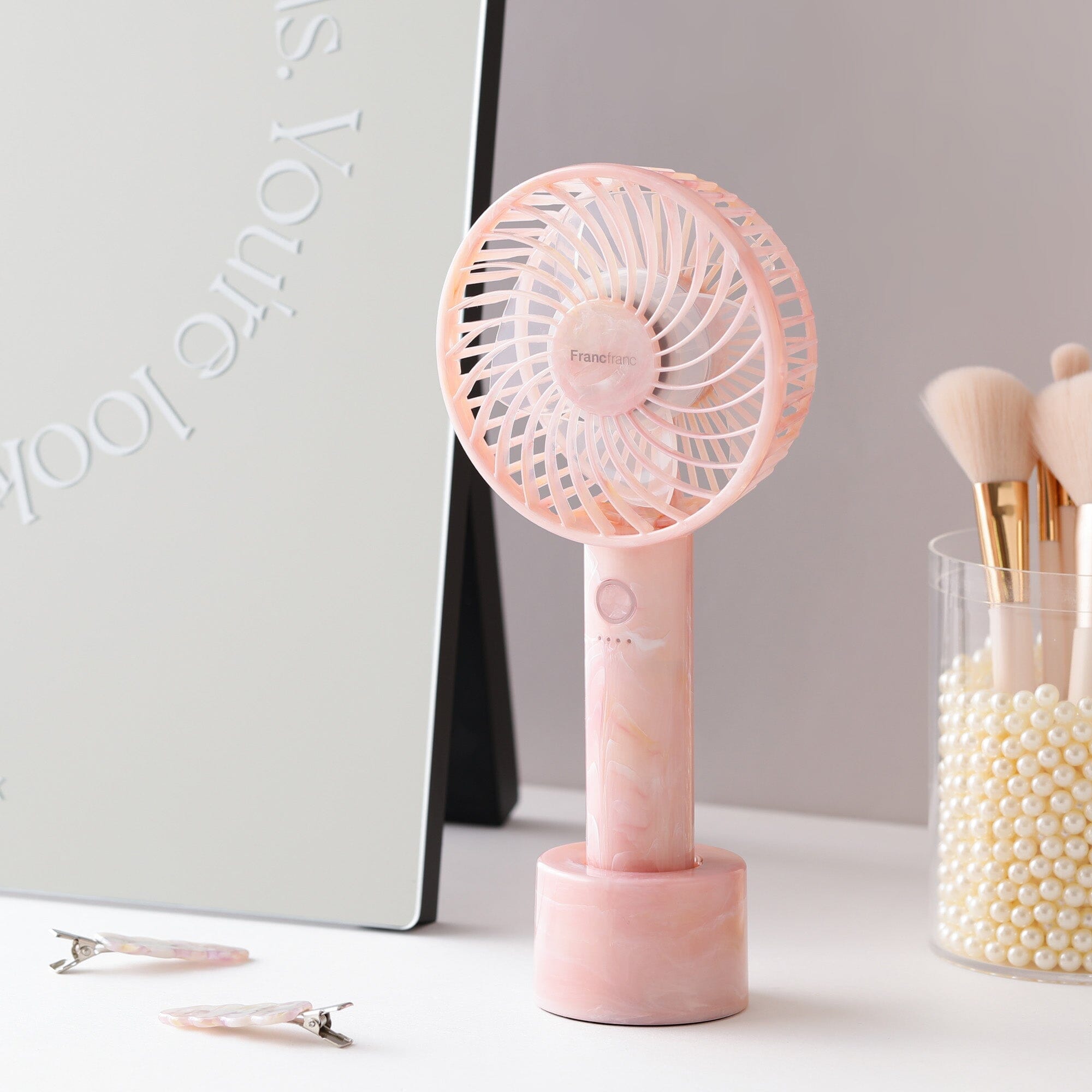 FRAIS Handy Fan Sheer Marble Pink