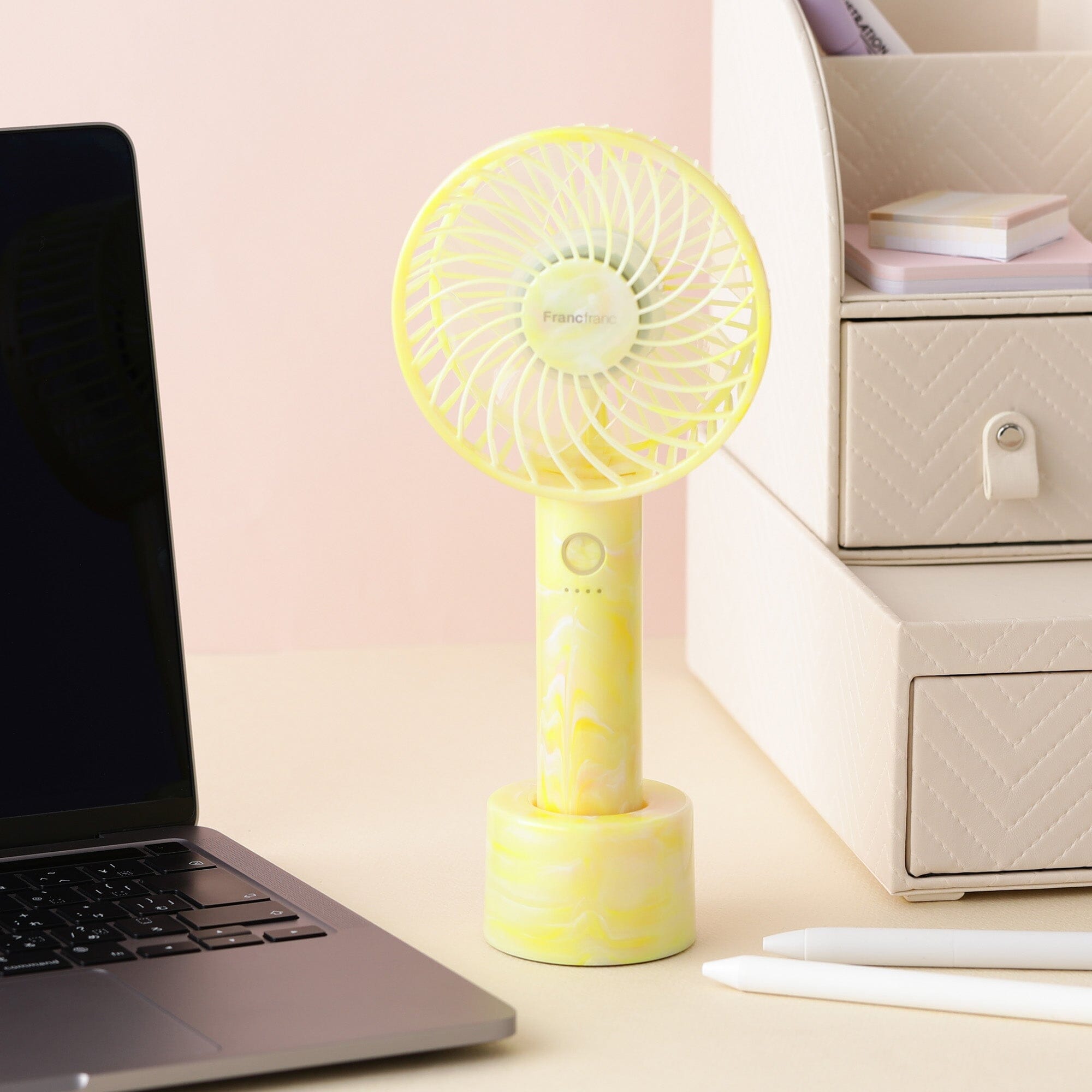 FRAIS Handy Fan Sheer Marble Yellow