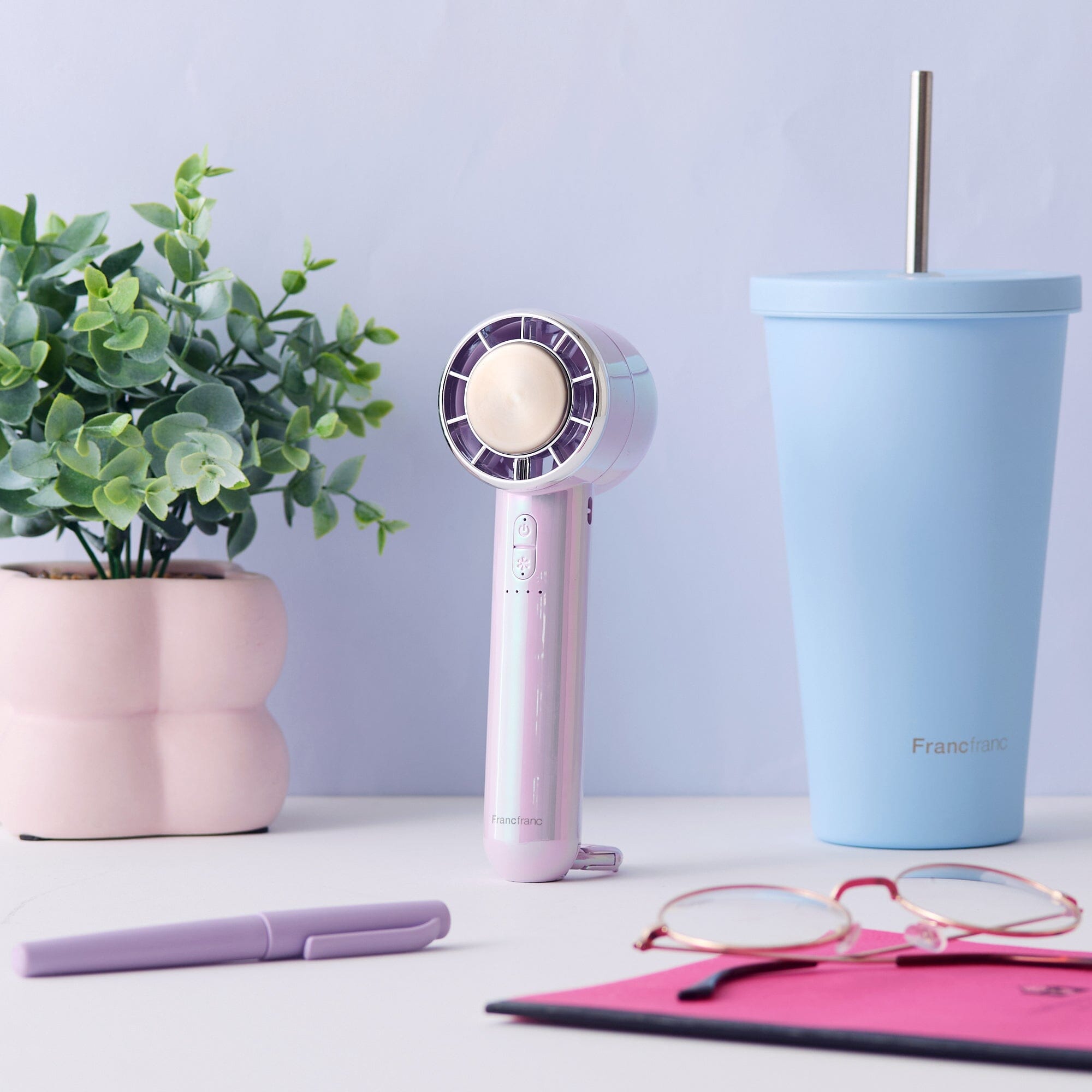 Frais Ice Plate Handy Fan Aurora Purple