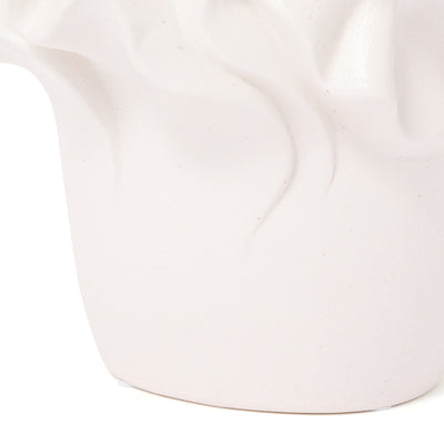 Ceramic Ruffle Flower Vase Medium White