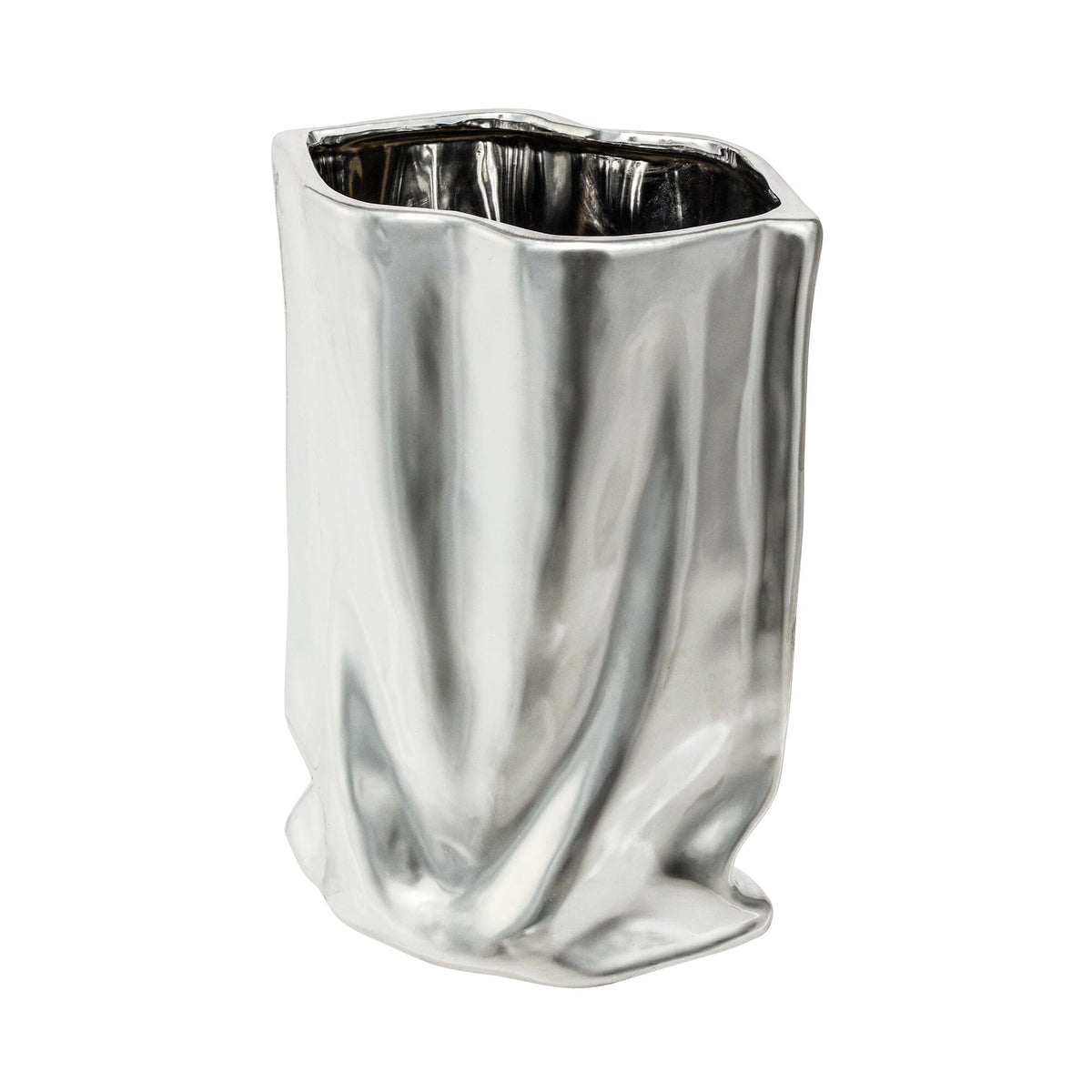 Ceramic Bag Flower Vase Medium Silver
