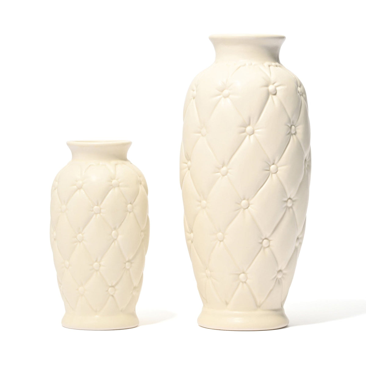 Ceramic Quilt Flower Vase Small Ivory