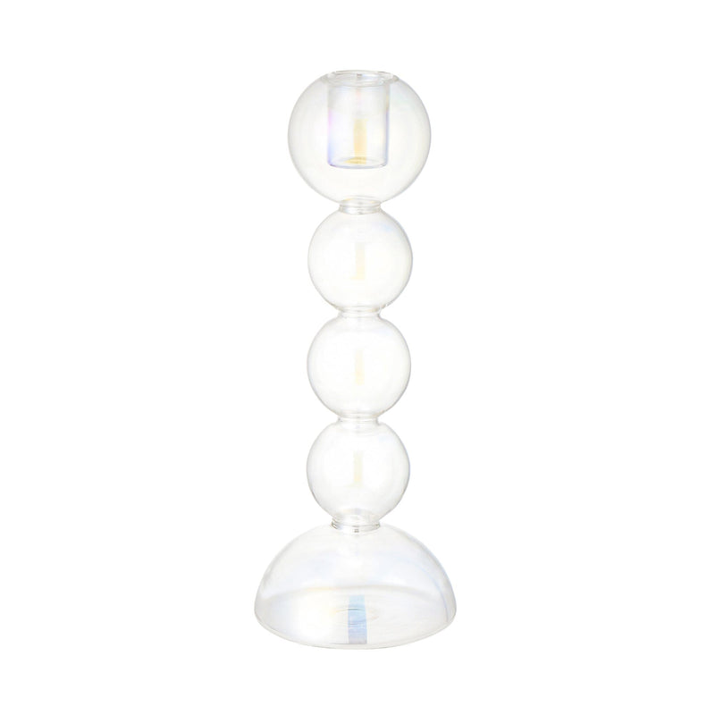 Glass Candle Stand Bubble Clear
