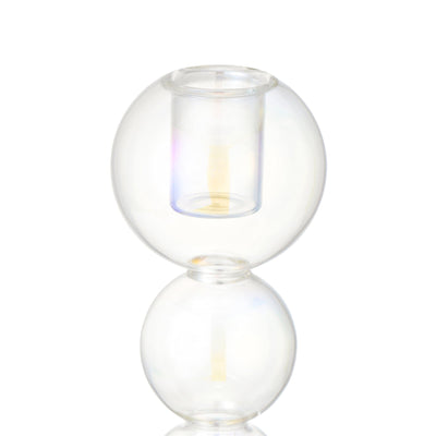 Glass Candle Stand Bubble Clear