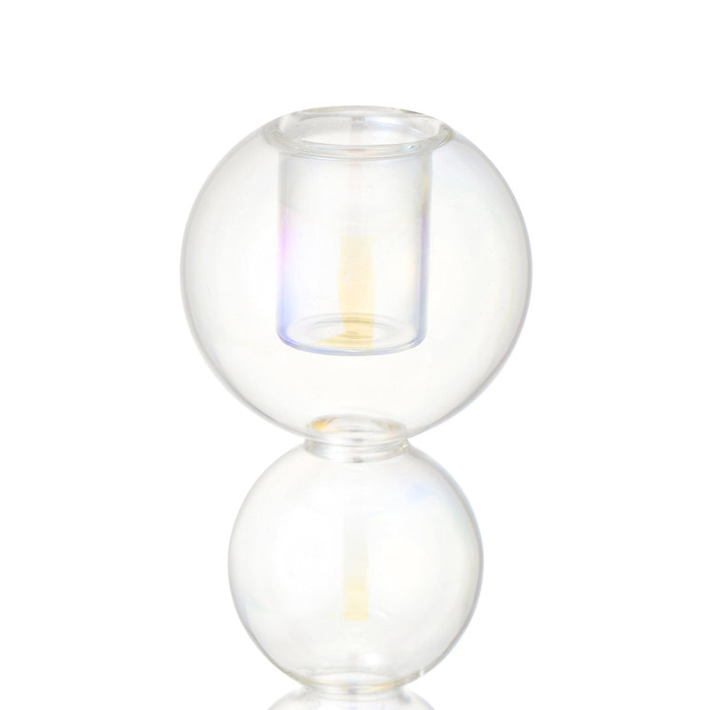 Glass Candle Stand Bubble Clear