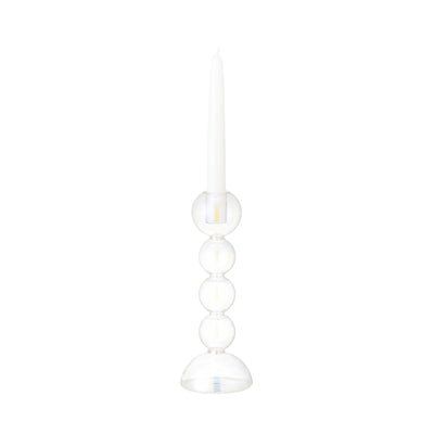 Glass Candle Stand Bubble Clear