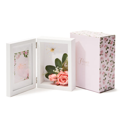 Flower Photo Frame With Clock Pink