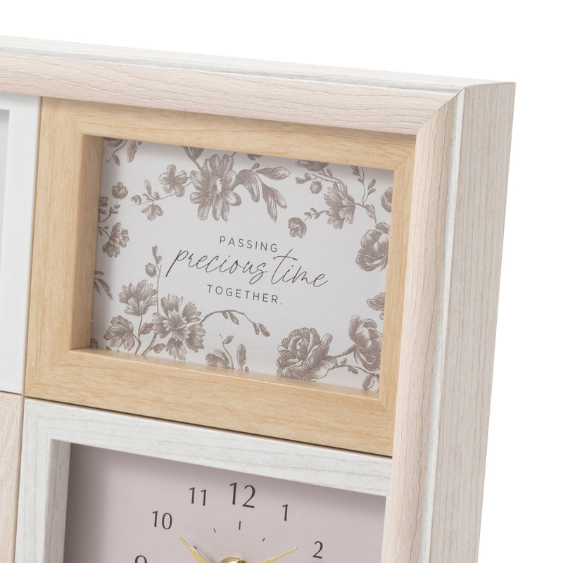 Natural Photo Frame With Clock White