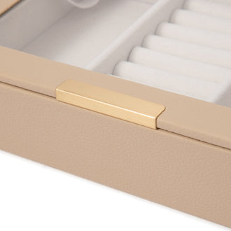 Stacking Jewelry Box with Display Lid Beige