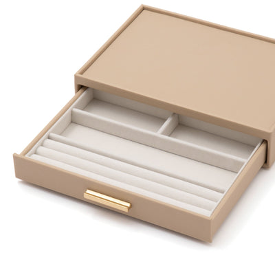 Stacking Jewelry Box Ring Accessory Case Beige