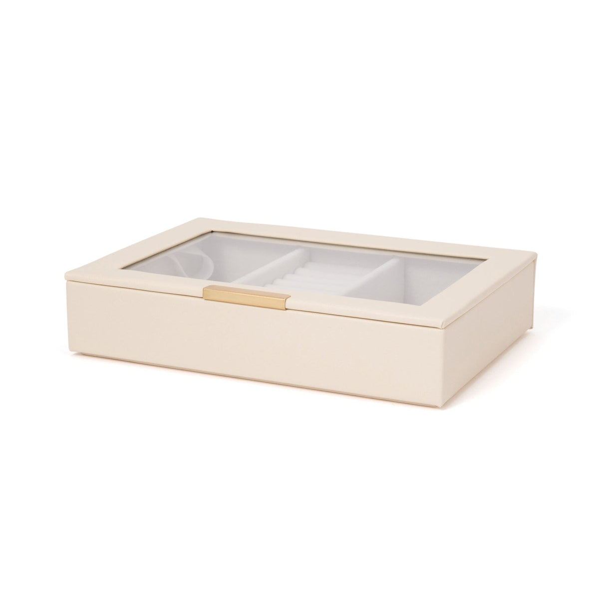 Stacking Jewelry Box with Display Lid Ivory