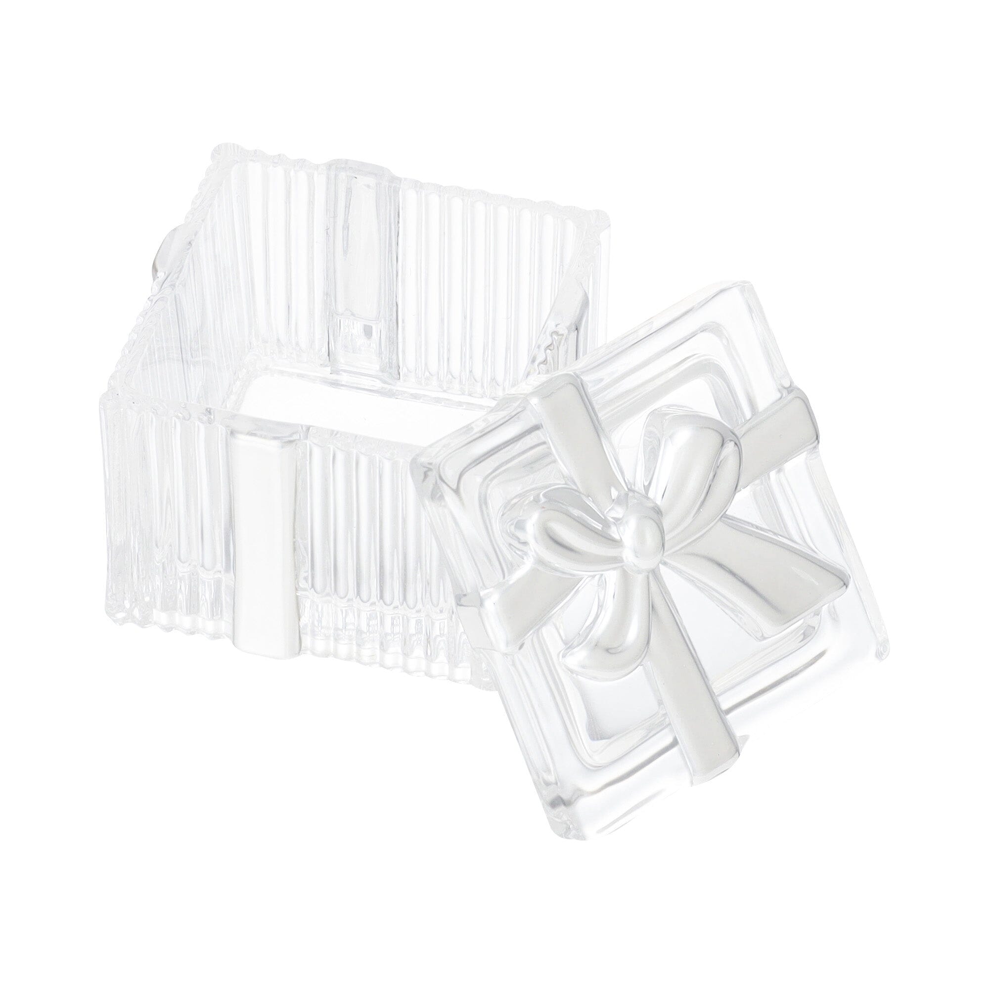 Glass Trinket Box Square Silver