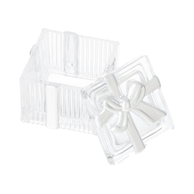 Glass Trinket Box Square Silver