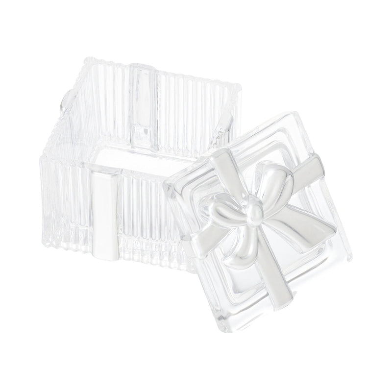 Glass Trinket Box Square Silver