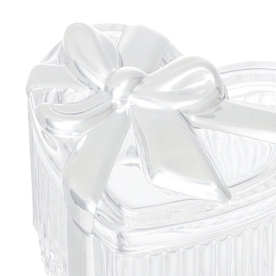 Glass Trinket Box Heart Silver