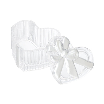 Glass Trinket Box Heart Silver