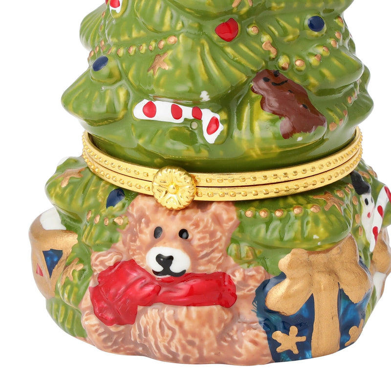 Ceramic Tree Trinket Box Green