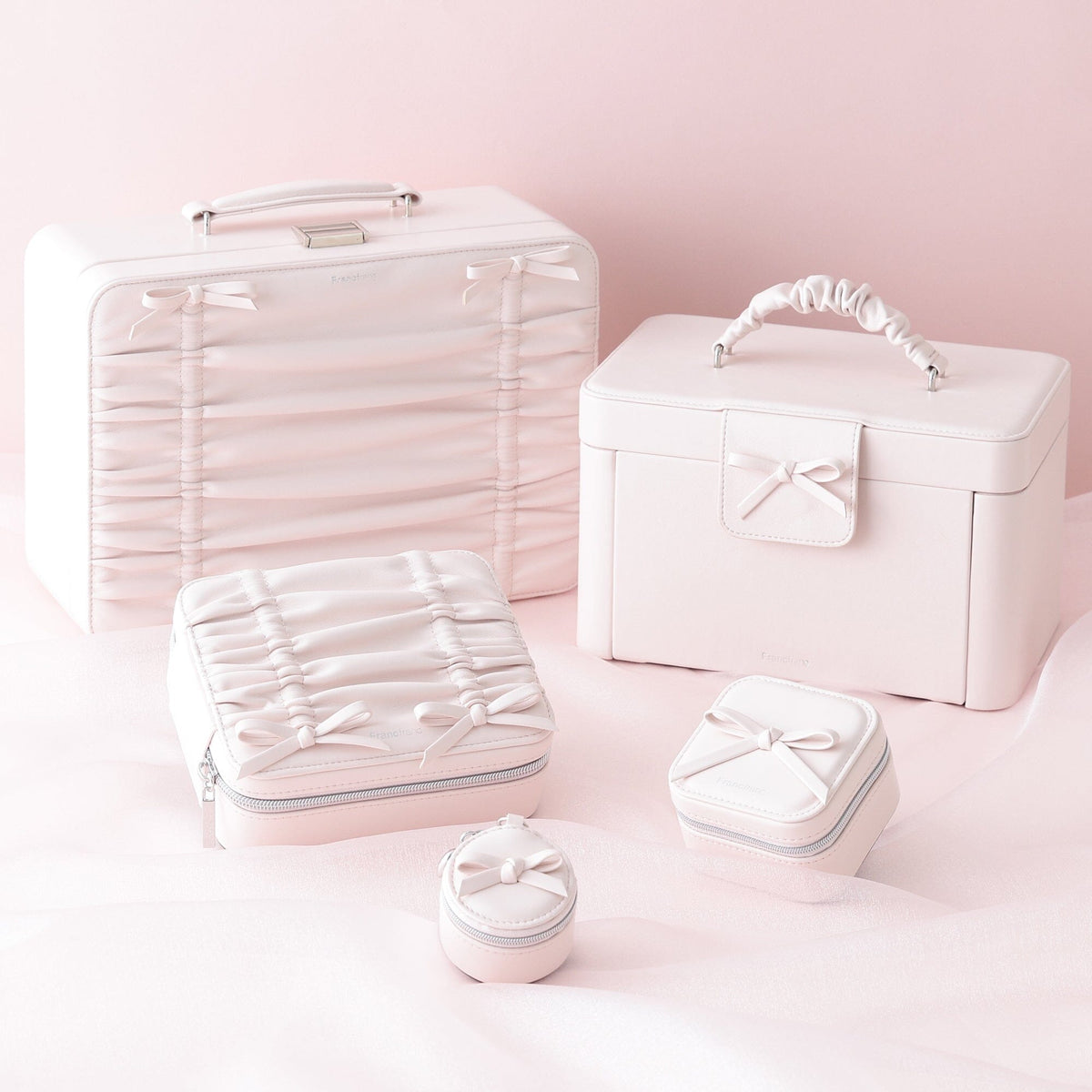 Ribbon Travel Jewelry Box Multi Light Pink